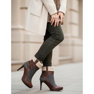Elle Faux Fur & Wool Sherpa Lined‎ Zip-Up Buckle Boots | Size 6.5M